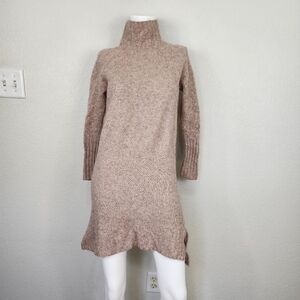 MOGG Turtle Neck Knit Tan Sweater Dress Size S